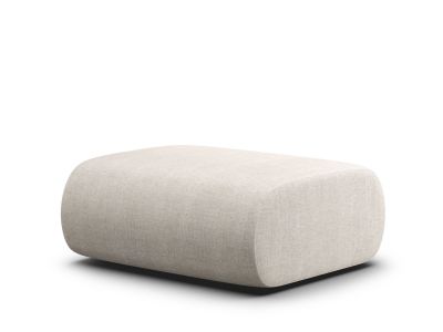 Beiger OLA Pouf, ein moderner Sitzhocker für Wohnzimmer und Outdoor-Bereich, Textilbezug.